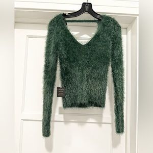 Bebe Eyelash V Neck ribbed sweater